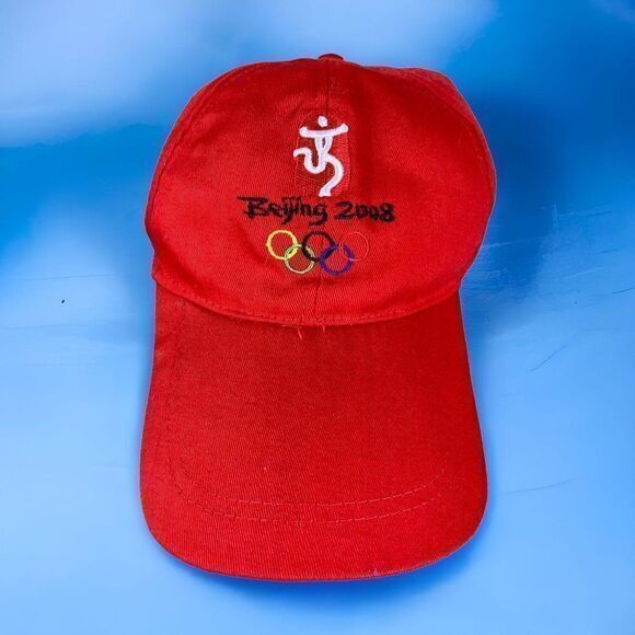 Olympics Hat Beijing 2008 Cap Team Olympic Adjustable Games Logo Winter Red - Picture 1 of 8